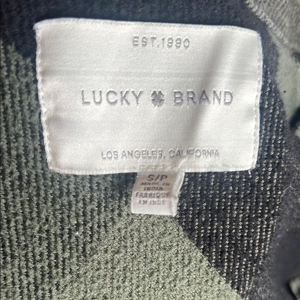 Lucky Brand Men’s Green & Black Flannel Shirt Jacket with Pockets Size Small - Picture 5 of 7